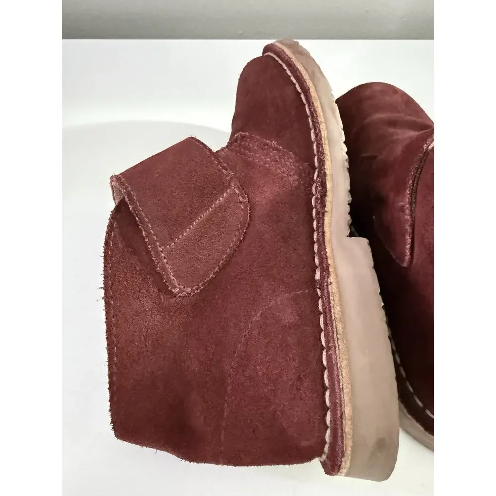 Cienta Kids Burgundy Suede Ankle Boots Size 1 US 32 EU Made in Spain